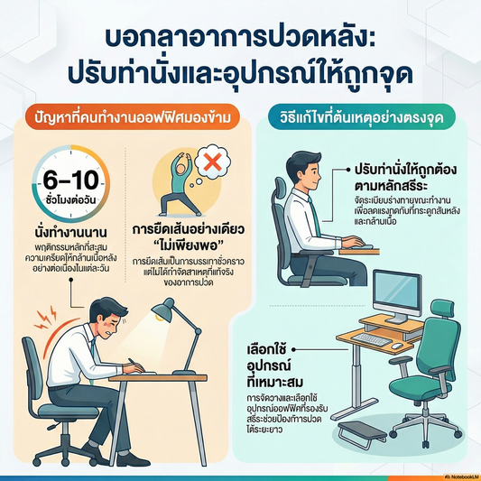 ปวดหลังจากนั่งทำงาน แก้ยังไง? (วิธีแก้แบบตรงจุด สำหรับคนทำงานออฟฟิศ)
