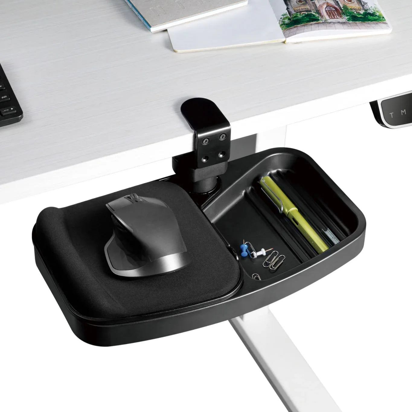 Lina Swivel Storage Tray (ที่รองเมาส์ แบบหนีบโต๊ะ มีช่องจัดเก็บอุปกรณ์) - Ergotrend
