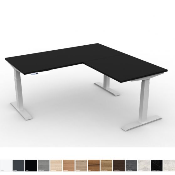 Ergotrend โต๊ะเพื่อสุขภาพเออร์โกเทรน Sit 2 Stand GEN4 (Triple Motor) ขาขาว L- shape 180x75-180x75 ไม้PB